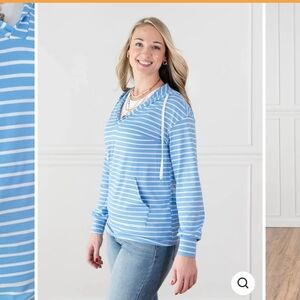 Tall Medium Amalli Talli Blue Striped Women's Hoodie